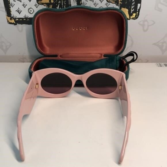 New ✨ Authentic Gucci GG0810S 003 Pink Oversized Sunglasses ✨ - Picture 9 of 11